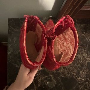 INC Womens Red Floral Breathable Lace Arch Stiletto Zip-Up Dress Booties 8M